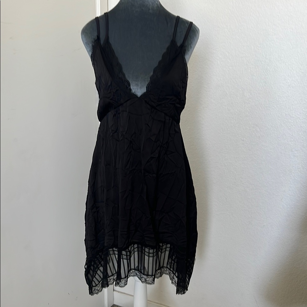 Zara Black Backless Lace Dress, Small